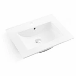DAX Square Ceramic Single Bowl Top Mount Bathroom Sink, 24-3/8 X 18-9/16 X 6-3/8 Inches (BSN-660-E)