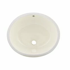 DAX Ceramic Oval Single Bowl Undermount Bathroom Sink, Ivory Finish, 19-1/2 X 16 X 8 Inches (BSN-201)
