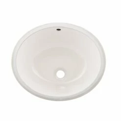 DAX Ceramic Oval Single Bowl Undermount Bathroom Sink, Ivory Finish, 18-1/16 X 15-13/16 X 8-3/16 Inches (BSN-101)