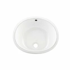 DAX Ceramic Oval Single Bowl Undermount Bathroom Sink, White Finish, 18 X 14-3/4 X 7-1/2 Inches (BSN-205B-W)