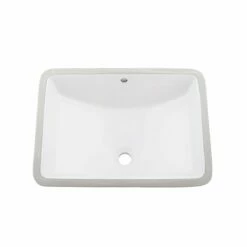DAX Ceramic Square Single Bowl Undermount Bathroom Sink, White Finish, 22-1/6 X 15-1/2 X 8-5/16 Inches (BSN-202G-W)