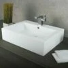 DAX Solid Surface Rectangle Single Bowl Bathroom Vessel Sink, White Matte Finish, 24 X 18-1/8 X 6 Inches (DAX-AB-032)