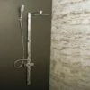 DAX Shower System With Round Rain Shower Head, 3 Nozzles, Hand Shower And Individual Controls, Wall Mount, Brass Body, Chrome Finish (DAX-FH8452-675)