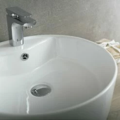 DAX Ceramic Round Single Bowl Bathroom Vessel Sink, White Finish, Ø 1-7/8" X D 6" Inches (BSN-222A) -Bathroom Sales Shop 03 e5207861 2424 420b bdf5 2fed438ff065