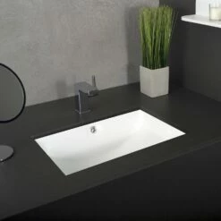 DAX Ceramic Square Single Bowl Undermount Bathroom Sink, White Finish, 22-1/6 X 15-1/2 X 8-5/16 Inches (BSN-202G-W) -Bathroom Sales Shop 04 0c73150e 1c6f 4c75 b5e2 59a41cfd58df