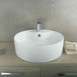DAX Ceramic Round Single Bowl Bathroom Vessel Sink, White Finish, Ø 1-7/8" X D 6" Inches (BSN-222A) -Bathroom Sales Shop 04 1b3b0cbc a47b 4e2f b0e8 8676d12d4218