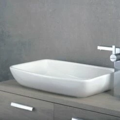 DAX Ceramic Rectangle Single Bowl Bathroom Vessel Sink, White Finish, 23-13/16 X 15-1/8 X 2-5/16 Inches (BSN-285I)