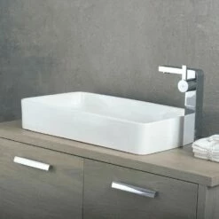 DAX Ceramic Rectangle Single Bowl Bathroom Vessel Sink, White Finish, 19 X 14-1/2 X 5 Inches (BSN-285B) -Bathroom Sales Shop 04 4b64131c 3b66 46cc b775 fa1ec33b6f80