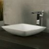 DAX Solid Surface Square Single Bowl Bathroom Vessel Sink, White Matte Finish, 16-1/2 X 16-1/2 X 4 Inches (DAX-AB-1320)
