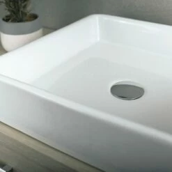 DAX Ceramic Square Single Bowl Bathroom Vessel Sink, White Finish, 15-5/16 X 15-5/16 X 2-5/16 Inches (BSN-285C) -Bathroom Sales Shop 04 e3bcb546 9fcc 4cb6 aa13 2c741c20646e
