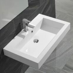 DAX Solid Surface Rectangle Single Bowl Bathroom Vessel Sink, White Matte Finish, 31-1/3 X 18-1/9 X 6-3/4 Inches (DAX-AB-1021) -Bathroom Sales Shop 04 efddcc55 23ea 4458 b4b8 4cfec5306629