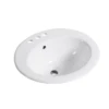 DAX Ceramic Single Bowl Top Mount Bathroom Sink, White Finish, 19-11/16 X 17-11/16 X 8-1/4 Inches (BSN-209-W)