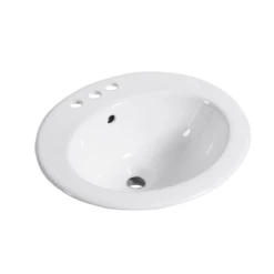 DAX Ceramic Single Bowl Top Mount Bathroom Sink, White Finish, 19-11/16 X 17-11/16 X 8-1/4 Inches (BSN-209-W)