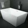 DAX Square Freestanding High Gloss Acrylic Bathtub With Central Drain And Overflow, Stainless Steel Frame, 59-1/16 X 23-5/8 X 31-1/2 Inches (BT-8013)