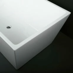 DAX Square Freestanding High Gloss Acrylic Bathtub With Central Drain And Overflow, Stainless Steel Frame, 59-1/16 X 23-5/8 X 31-1/2 Inches (BT-8013) -Bathroom Sales Shop BT 8013 03