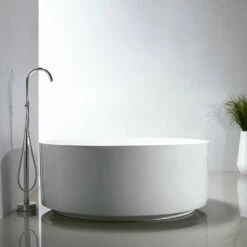 DAX Round Freestanding Acrylic Bathtub - Glossy White Finished - 55 Inches Diameter (BT-8028)