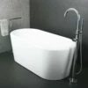 DAX Oval Freestanding High Gloss Acrylic Bathtub With Central Drain And Overflow, Stainless Steel Frame, 59-1/16 X 22-13/16 X 27-9/16 Inches (BT-8062)