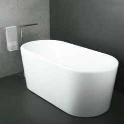 DAX Oval Freestanding High Gloss Acrylic Bathtub With Central Drain And Overflow, Stainless Steel Frame, 59-1/16 X 22-13/16 X 27-9/16 Inches (BT-8062) -Bathroom Sales Shop BT 8062 03