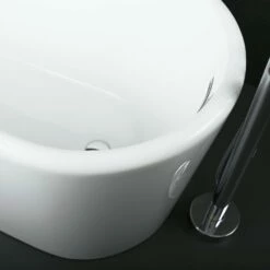 DAX Oval Freestanding High Gloss Acrylic Bathtub With Central Drain And Overflow, Stainless Steel Frame, 59-1/16 X 22-13/16 X 27-9/16 Inches (BT-8062) -Bathroom Sales Shop BT 8062 04