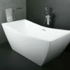 DAX Square Freestanding High Gloss Acrylic Bathtub With Central Drain And Overflow, Stainless Steel Frame, 66-15/16 X 26-3/4 X 31-1/2 Inches (BT-8086)