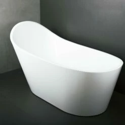 DAX Slipper Freestanding High Gloss Acrylic Bathtub With Central Drain And Overflow, Stainless Steel Frame, 66-15/16 X 35-1/16 X 31-1/2 Inches (BT-8089) -Bathroom Sales Shop BT 8089 03