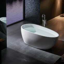 DAX Oval Freestanding Acrylic Bathtub - Glossy White Finished -67 Inches (BT-8317) -Bathroom Sales Shop BT 8317 170 web2