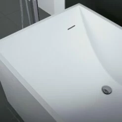 DAX Square Freestanding Solid Surface Bathtub With Central Drain And Overflow, Stainless Steel Frame, 66-1/18 X 21-5/8 X 29-5/8 Inches (BT-AB-B029) -Bathroom Sales Shop BT AB B029 04