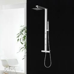 DAX Stainless Steel Shower Column Thermostatic Mixer Body Jets Hand Shower (DAX-019-CR)