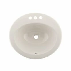 DAX Ceramic Single Bowl Top Mount Bathroom Sink, Ivory Finish, 19-11/16 X 17-11/16 X 8-1/4 Inches (BSN-209-I)