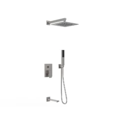 DAX Square 3 Way Shower System With Hand Shower Brushed Nickel Finish (DAX-6563A-BN)