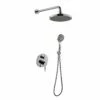 DAX Bathroom Rain Mixer Shower, Round Rainfall Shower Head System With Shower Trim And Hand Shower, Wall Mount, Brushed Nickel Finish (DAX-6813-BN)