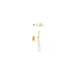 DAX Square Shower System With Hand Shower Brushed Gold Finish (DAX-6813B-BG)