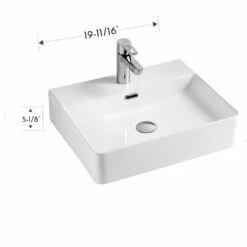 DAX Ceramic Rectangle Bathroom Vessel Basin. Finish: White Matt, Glossy White, Matt Black - (20" X 16.5")(DAX-CL1275) -Bathroom Sales Shop DAX CL1275 WM fotoydraw