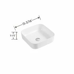DAX Ceramic Square Bathroom Vessel Basin White Glossy - (15" X 15") (DAX-CL1282-WG) -Bathroom Sales Shop DAX CL1282 WM fotodraw