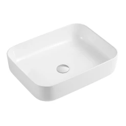 DAX Ceramic Rectangle Bathroom Vessel Basin White Glossy - (20" X 16.5") (DAX-CL1285-WG)
