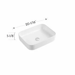 DAX Ceramic Rectangle Bathroom Vessel Basin White Glossy - (20" X 16.5") (DAX-CL1285-WG) -Bathroom Sales Shop DAX CL1285 WM fotodraw