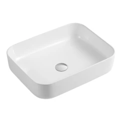 DAX Ceramic Rectangle Bathroom Vessel Basin White Glossy - (20" X 16.5") (DAX-CL1285-WG) -Bathroom Sales Shop DAX CL1285 WM web