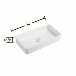 DAX Ceramic Rectangle Bathroom Vessel Basin- (24" X 13.5")(DAX-CL1320) -Bathroom Sales Shop DAX CL1320 WM fotodraw