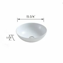DAX Ceramic Round Bathroom Vessel Basin - (16" Diameter) (DAX-CL1344) -Bathroom Sales Shop DAX CL1344 WM fotodraw