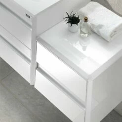 16" Lower Side Cabinet, Wall Mount, 1 Drawer Whit Soft Close, White, Serie Barcelona By VALENZUELA