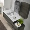 40" Single Vanity, Wall Mount, 2 Drawers With Soft Close, Walnut, Serie Barcelona By VALENZUELA