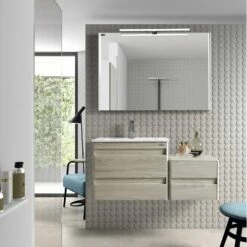 24" Single Vanity, Wall Mount, 2 Drawers With Soft Close, Cloud, Serie Barcelona By VALENZUELA