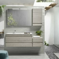 16" Small Side Cabinet, Wall Mount, 1 Door Whit Soft Close And Right Opening, Cloud, Serie Barcelona By VALENZUELA