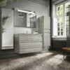 32" Single Vanity, Floor Mount, 3 Drawers With Soft Close, Cloud, Serie Barcelona By VALENZUELA