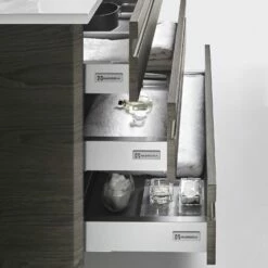 40" Single Vanity, Floor Mount, 3 Drawers With Soft Close, Walnut, Serie Barcelona By VALENZUELA