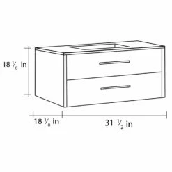32" Single Vanity, Wall Mount, 2 Drawers With Soft Close, Moon - White, Serie Nova By VALENZUELA -Bathroom Sales Shop VN31 1 2 Sizes