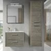 28" Single Vanity, Wall Mount, 2 Drawers With Soft Close, Moon, Serie Nova By VALENZUELA