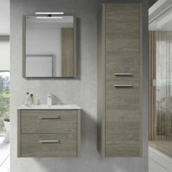 28" Single Vanity, Wall Mount, 2 Drawers With Soft Close, Moon, Serie Nova By VALENZUELA
