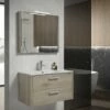 28" Single Vanity, Wall Mount, 2 Drawers With Soft Close, Sand, Serie Nova By VALENZUELA