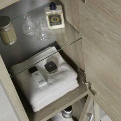 16" Small Side Cabinet, Wall Mount, 1 Door With Handle Soft Close And Reversible Opening, Sand - White, Serie Nova By VALENZUELA